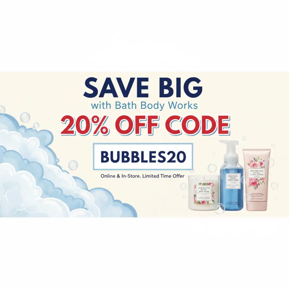 Save big on your favorite scents! Use the Bath & Body Works 20% off code for a limited time online and in-store. Stock up now!